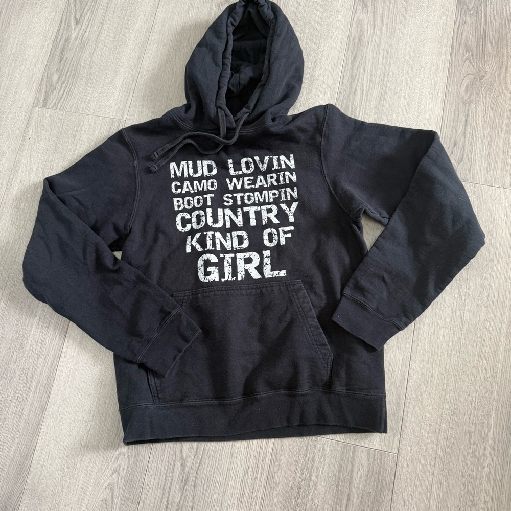 Port and Company Country Girl Mudding Graphic Hoodie Black S